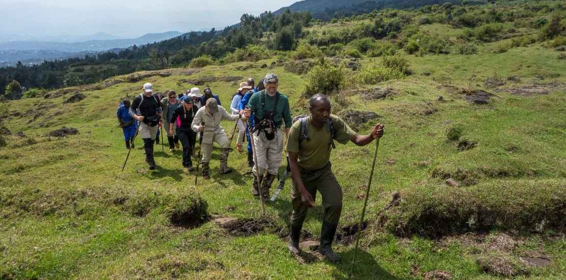 Hiking mountain Bisoke in Rwanda